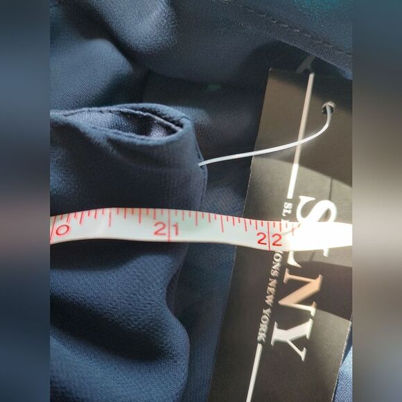 S L Fashions Navy Blue Chiffon Tiered Sequined Dress With Jacket. Size 16 - Picture 12 of 14